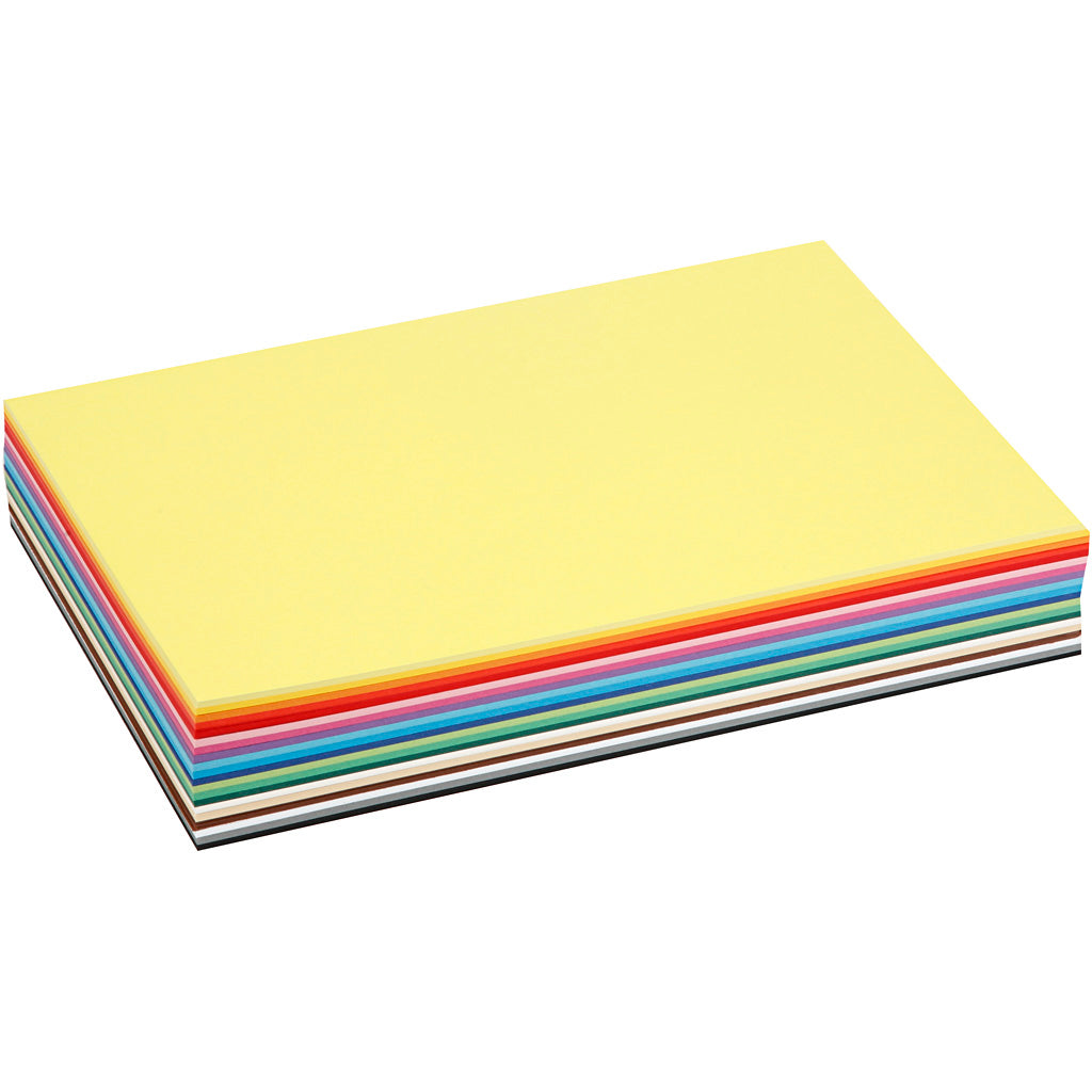 Creativ company gekleurd karton, a4, vel 210x297 mm, 180 gr, diverse kleuren, 300 div vellen 1 doos