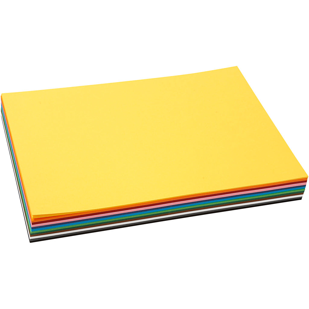 Creativ company gekleurd karton, a4, vel 210x297 mm, 180 gr, diverse kleuren, 12x10 vel 1 doos