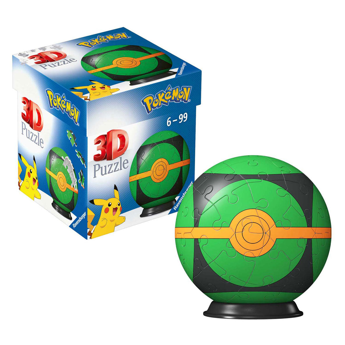 Ravensburger 3d puzzelbal pokémon pokébal groen, 54st.