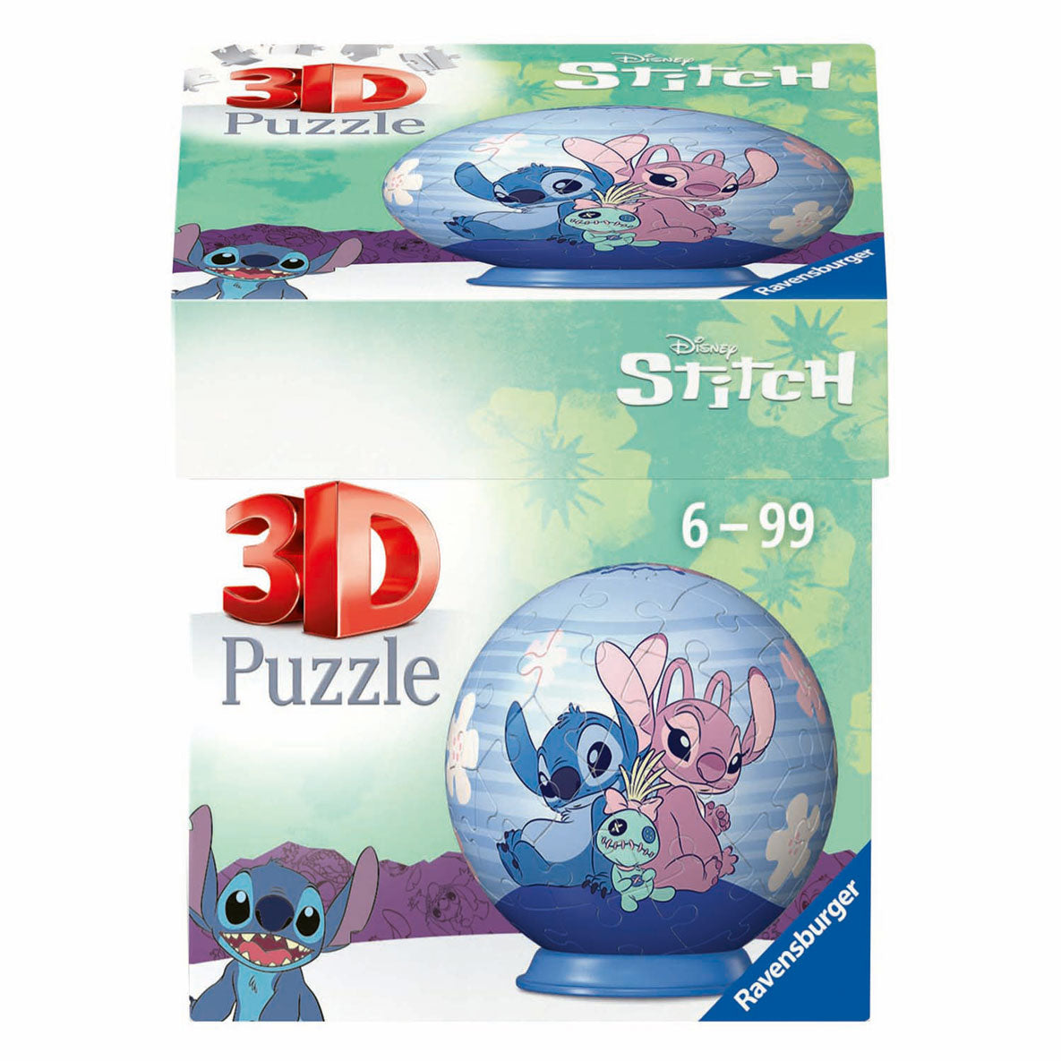 Ravensburger 3d puzzelbal stitch en angel, 54st.