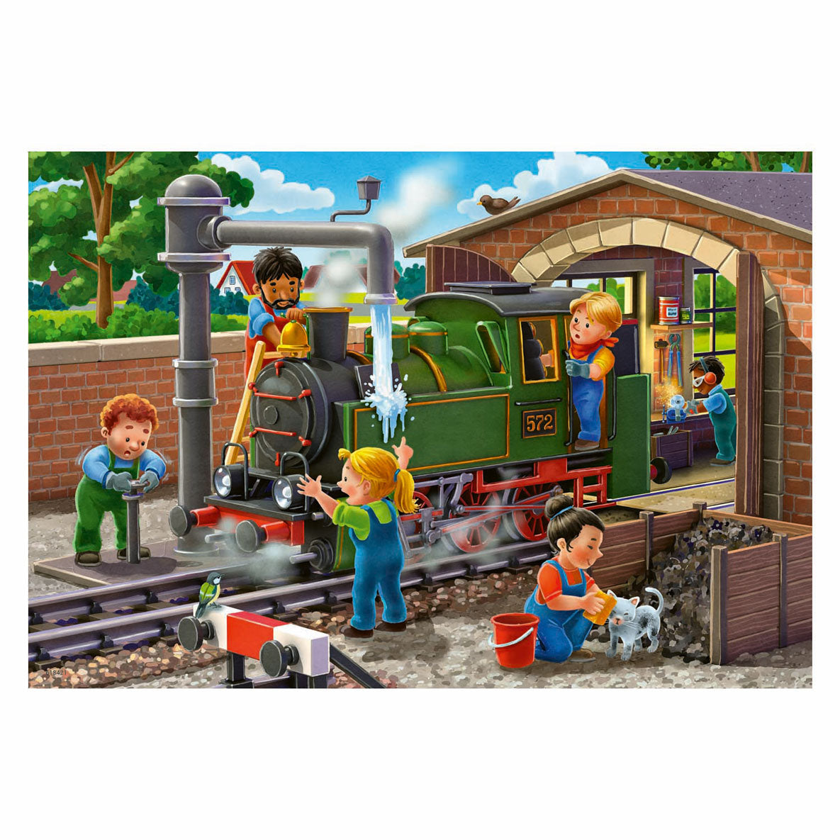 Ravensburger legpuzzel vliegtuig en trein reparatie, 2x24st.
