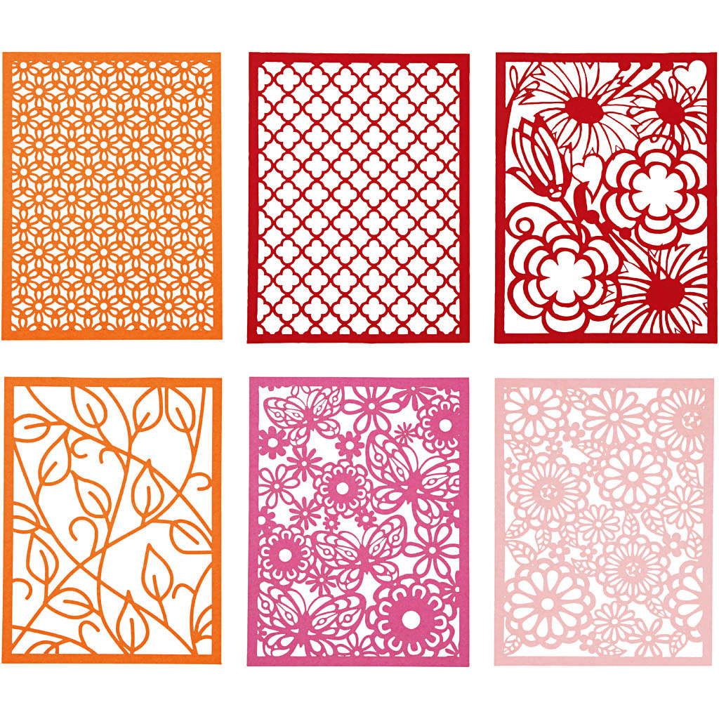 Creativ company kartonblok, a6, vel 104x146 mm, 200 gr, oranje, roze, rood, roze, 24 stuk 1 doos