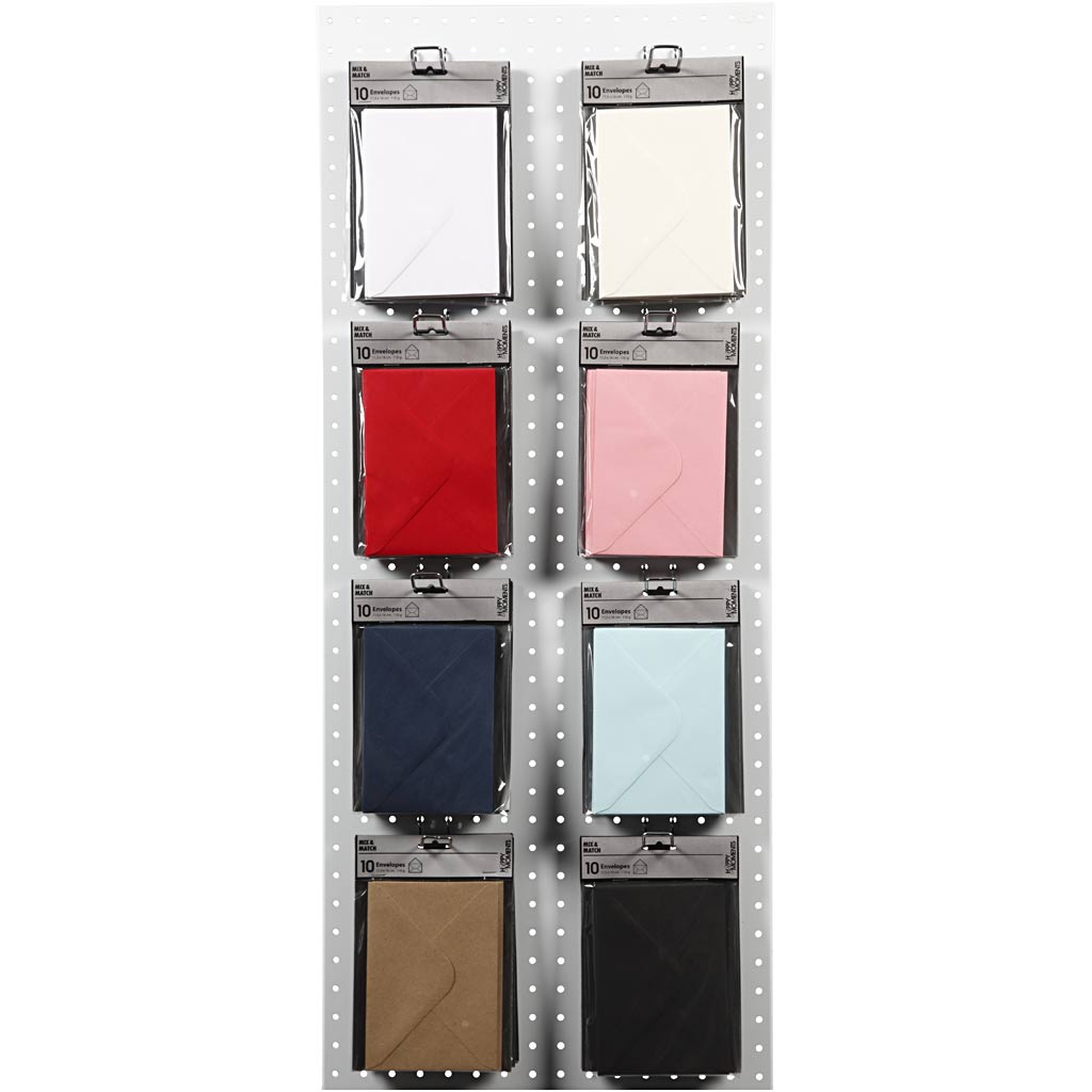 Creativ company enveloppen, afmeting envelop 11,5x16 cm, 110 gr, zwart, blauw, rood, wit, 8x10 doos 1 doos