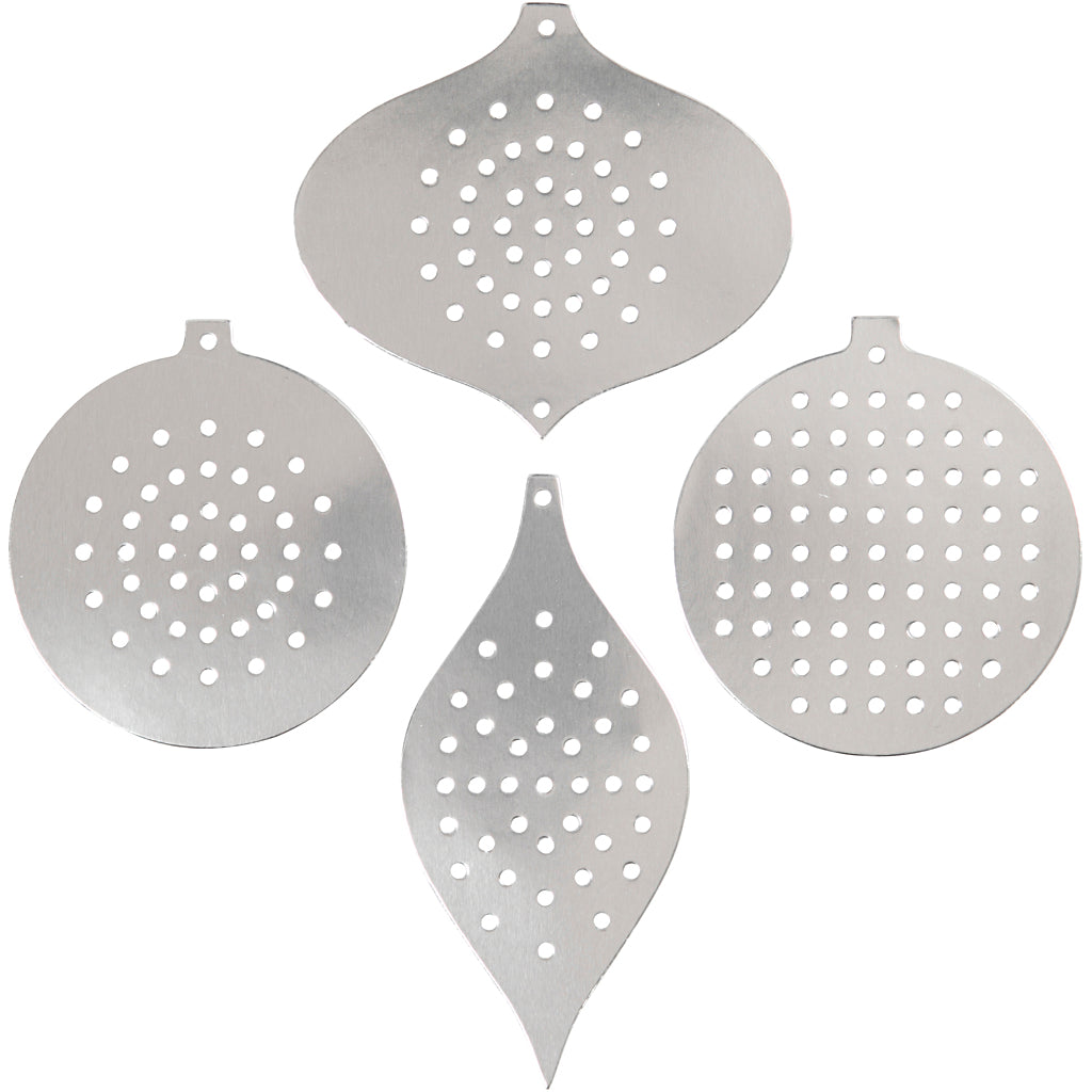Creativ company kruissteken karton, kersdecoratie, h: 8,5-12 cm, gatgrootte 3 mm, metallic zilver, 8 stuk 1 doos