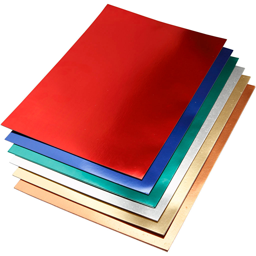 Creativ company metallic foliekarton, a2, vel 420x594 mm, 280 gr, diverse kleuren, 30 div vellen 1 doos