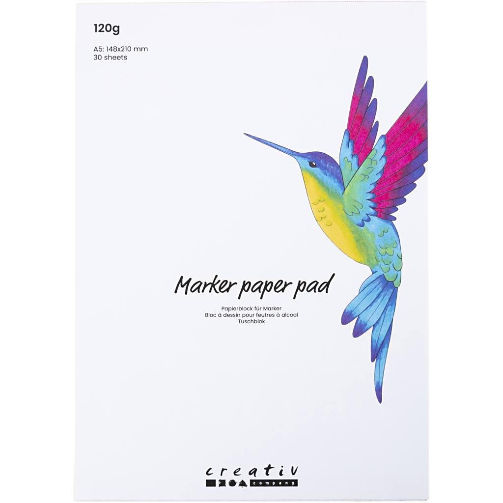 Creativ company papierblok voor stiften, a5, vel 148x210 mm, 120 gr, wit, 30 vel 1 doos