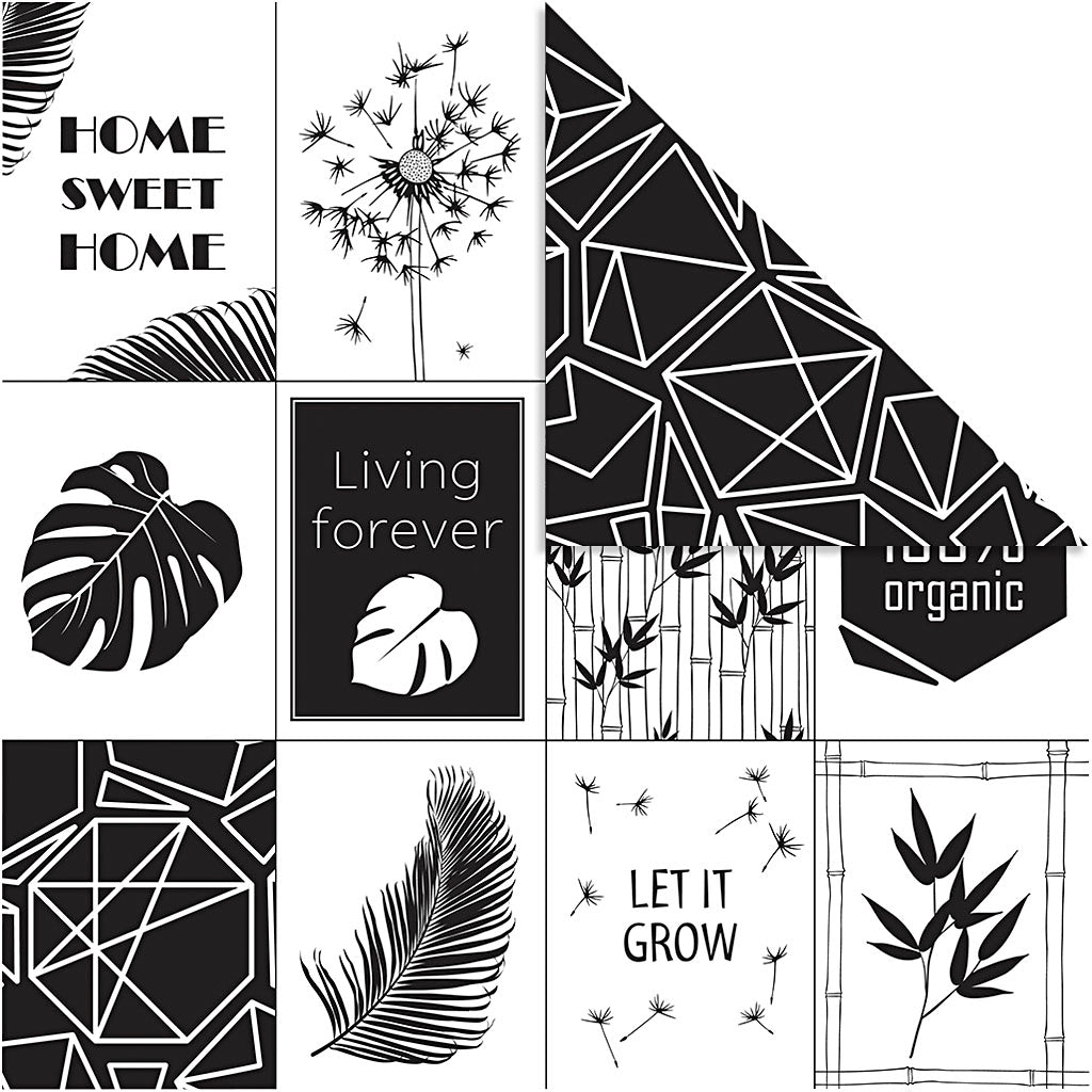 Vivi gade design papier, bladeren patroon, 180 gr, 5 vel 1 doos