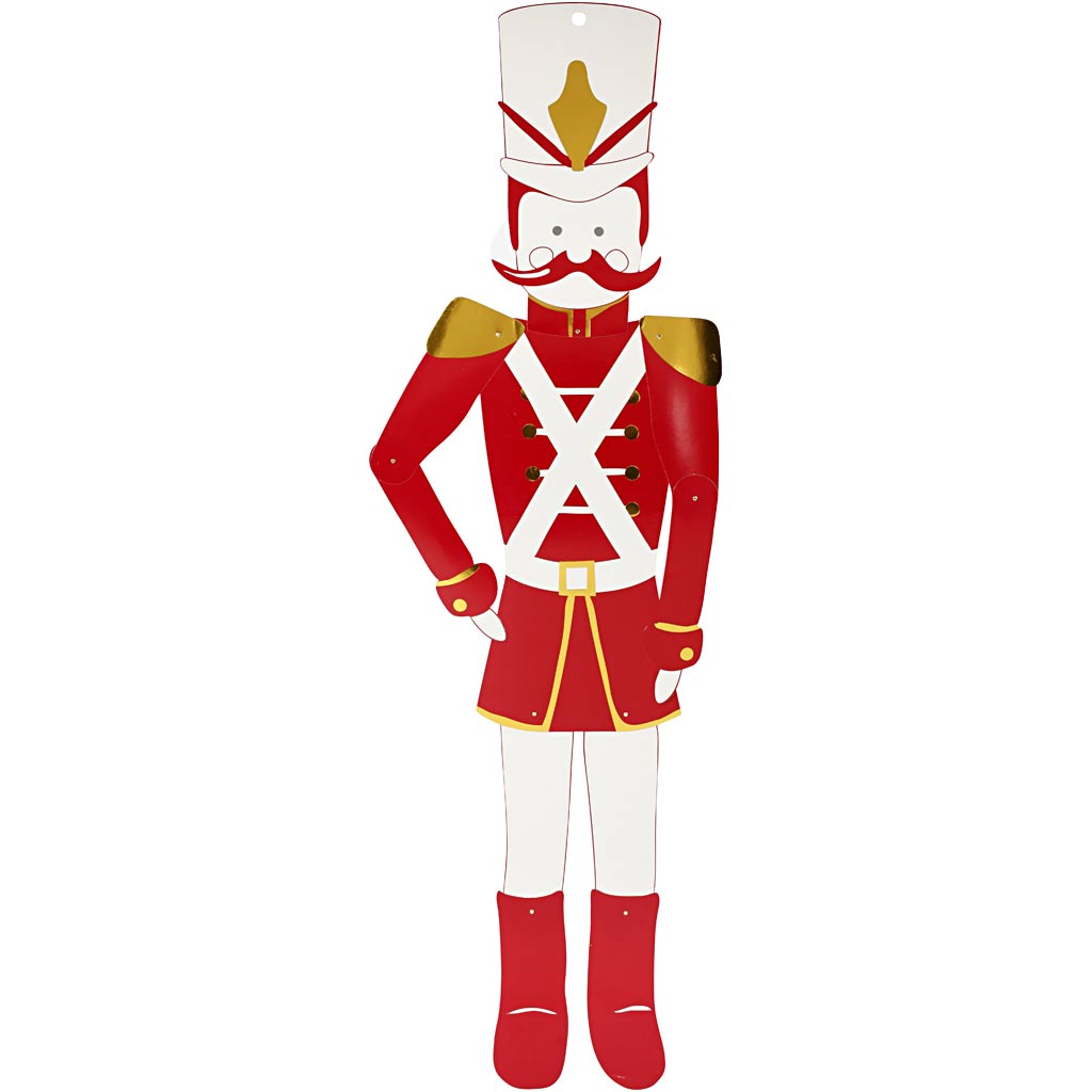 Vivi gade notenkraker, h: 110 cm, b: 30 cm, 300 gr, goud, rood, wit, 1 stuk