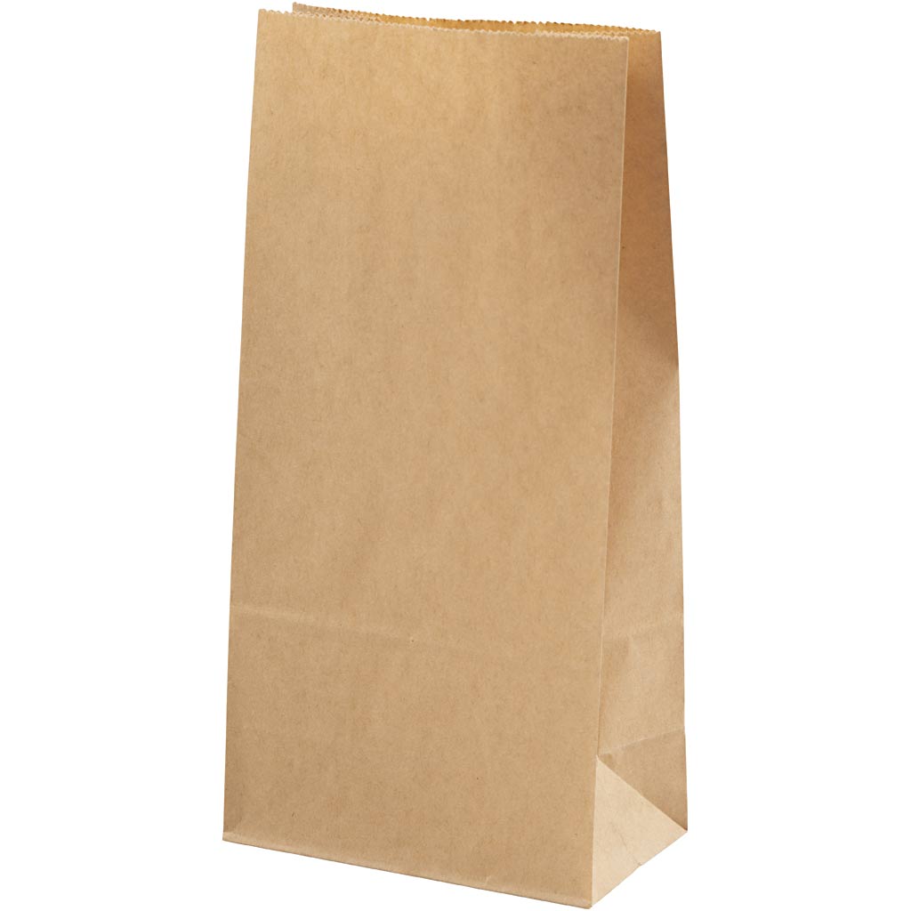 Creativ company papieren zakken, h: 22.5 cm, afm 6,5x11 cm, 50 gr, bruin, 10 stuk 1 doos