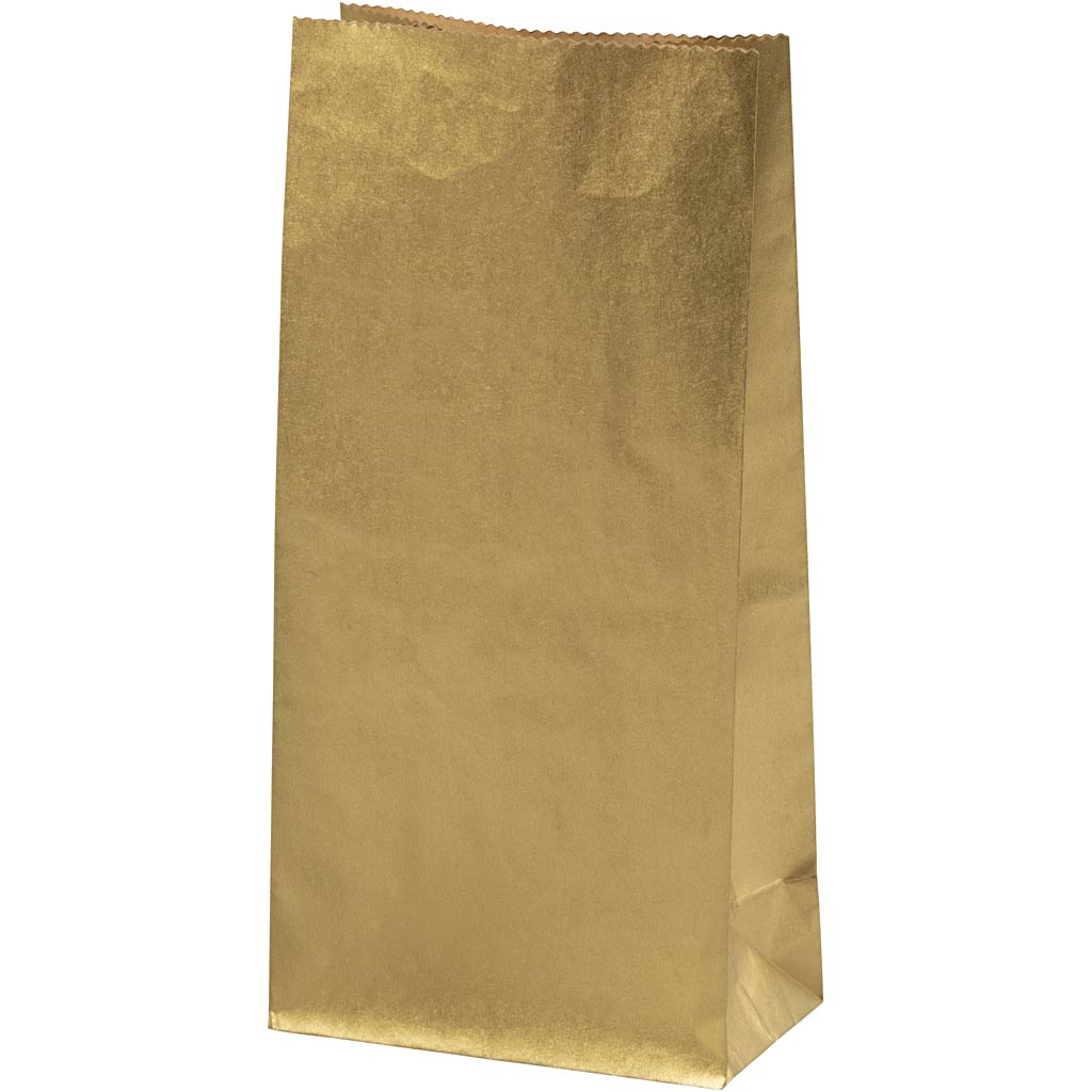Creativ company papieren zakken, h: 22.5 cm, afm 6,5x11 cm, 50 gr, goud, 10 stuk 1 doos