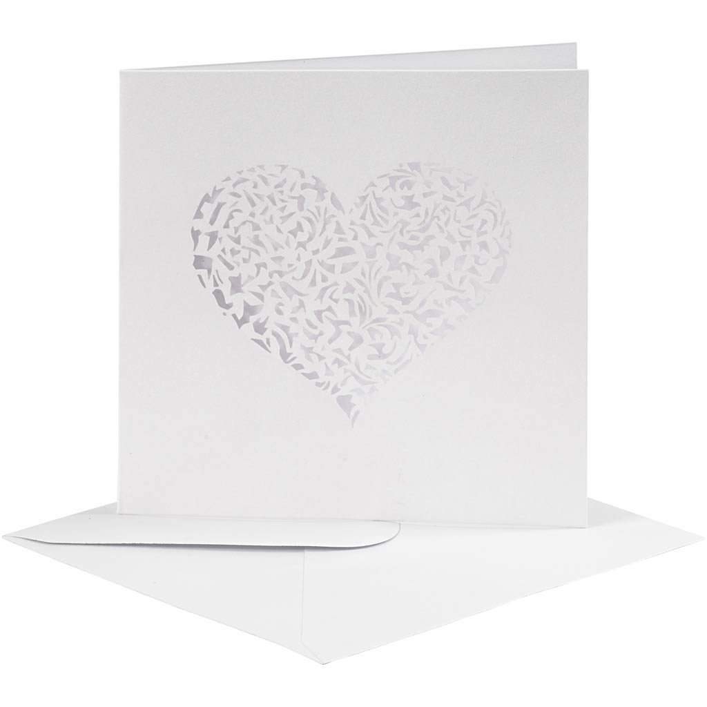 Creativ company kaart met envelop, afmeting kaart 13,5x13,5 cm, afmeting envelop 14,5x14,5 cm, 240+110 gr, wit, 5 set 1 doos