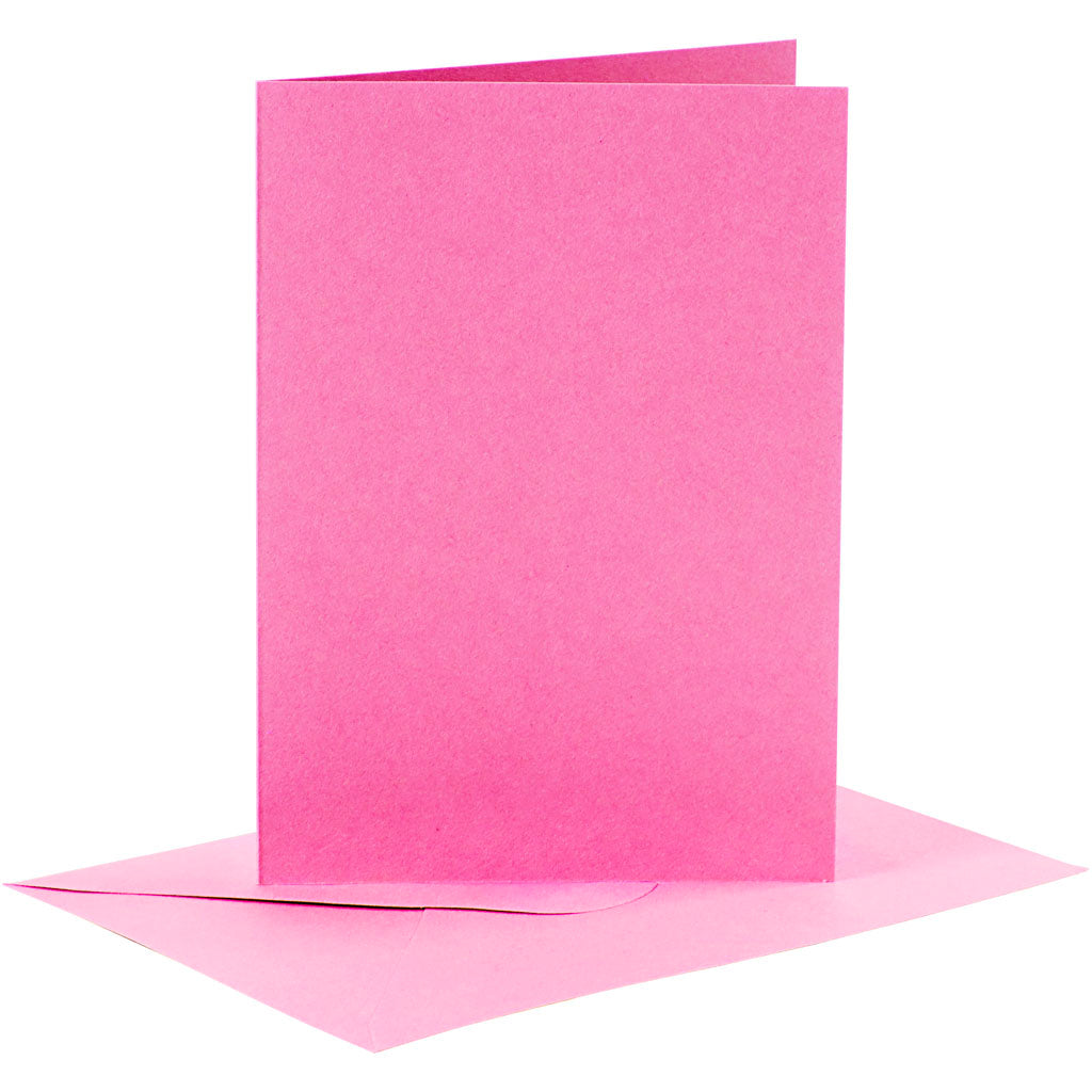 Creativ company kaarten en enveloppen, afmeting kaart 10,5x15 cm, afmeting envelop 11,5x16,5 cm, 110+220 gr, roze, 6 set 1 doos
