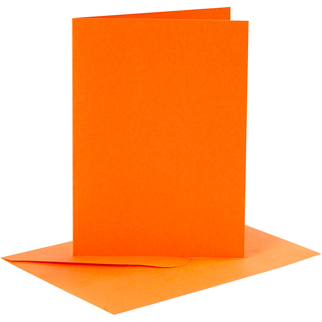 Creativ company kaarten en enveloppen, afmeting kaart 10,5x15 cm, afmeting envelop 11,5x16,5 cm, 110+220 gr, oranje, 6 set 1 doos