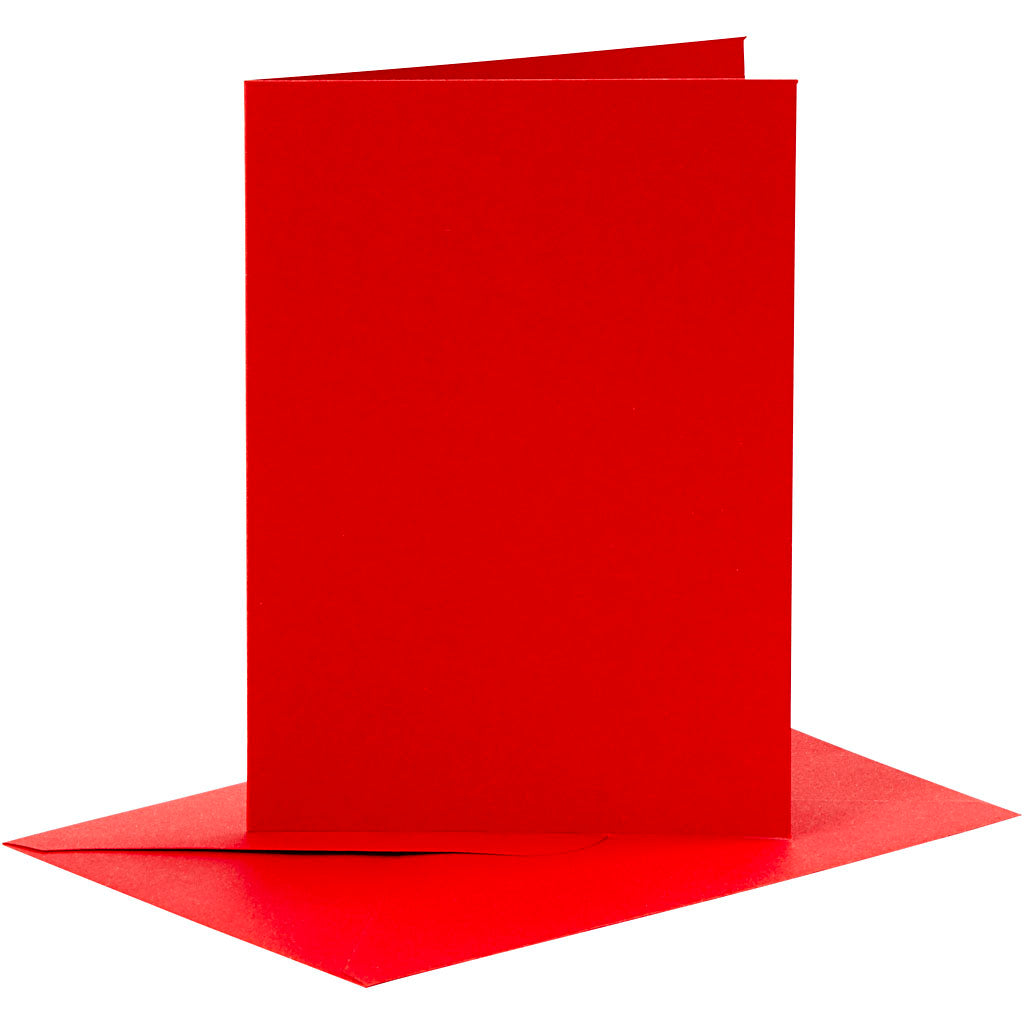 Creativ company kaarten en enveloppen, afmeting kaart 10,5x15 cm, afmeting envelop 11,5x16,5 cm, 110+230 gr, rood, 6 set 1 doos