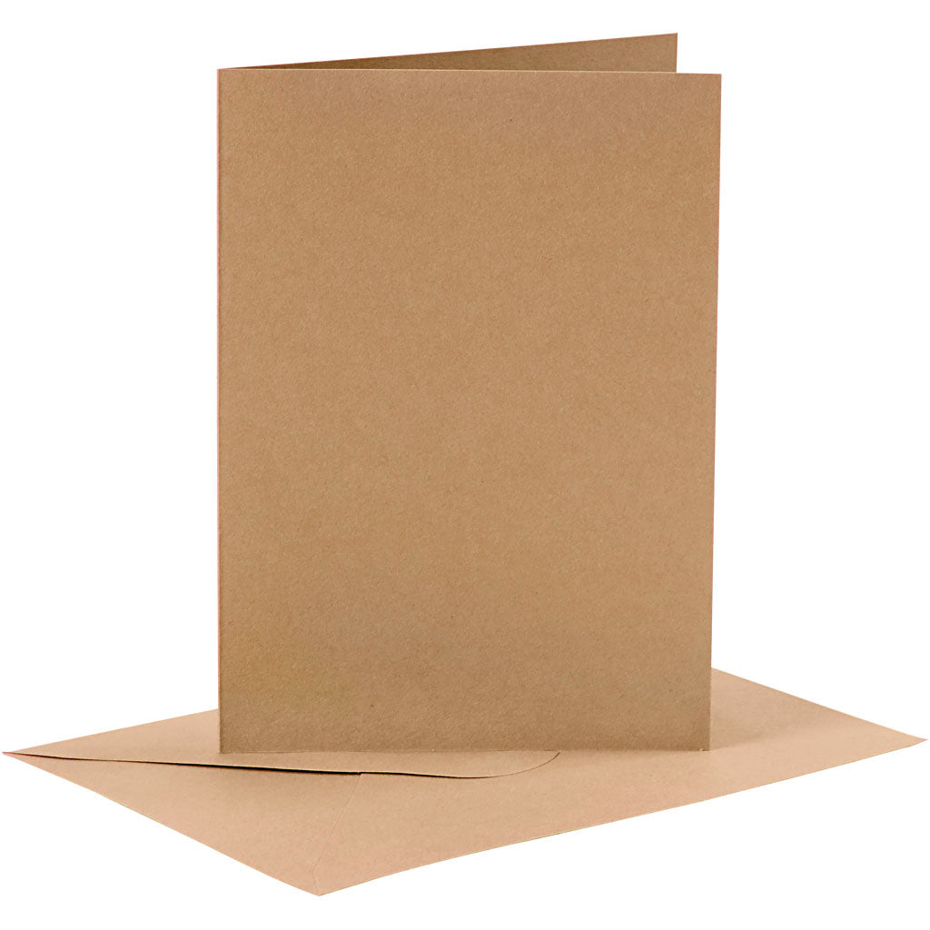 Creativ company kaarten en enveloppen, afmeting kaart 10,5x15 cm, afmeting envelop 11,5x16,5 cm, 110+230 gr, naturel, 6 set 1 doos