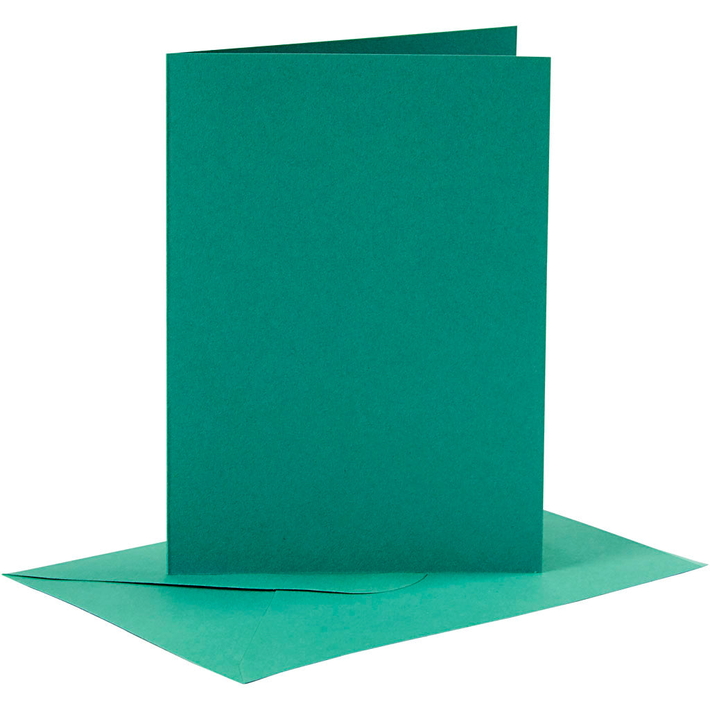 Creativ company kaarten en enveloppen, afmeting kaart 10,5x15 cm, afmeting envelop 11,5x16,5 cm, 110+230 gr, donkergroen, 6 set 1 doos