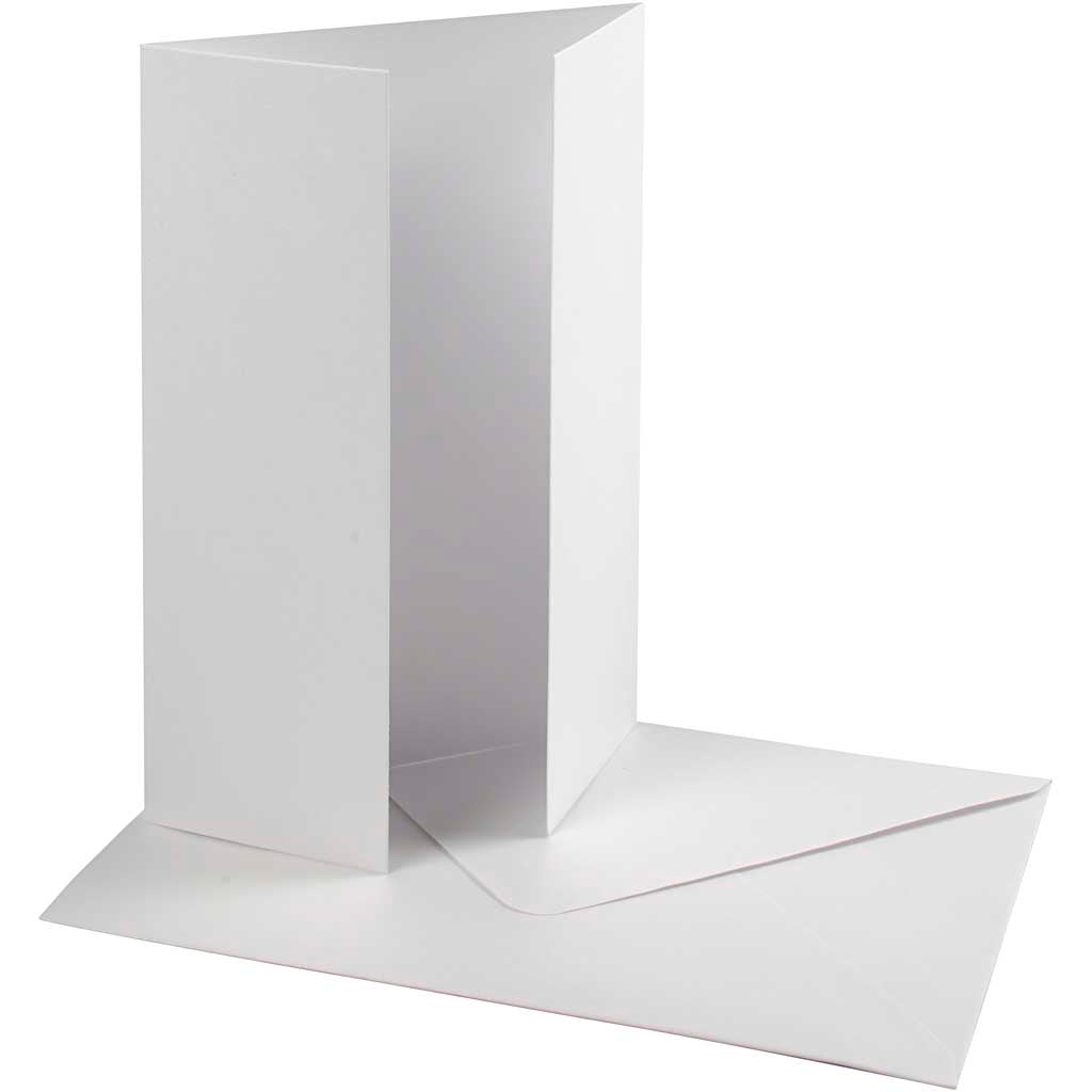 Creativ company parelmoer kaart envelop, afmeting kaart 10,5x15 cm, afmeting envelop 11,5x16,5 cm, 230+120 gr, wit, 10 set 1 doos