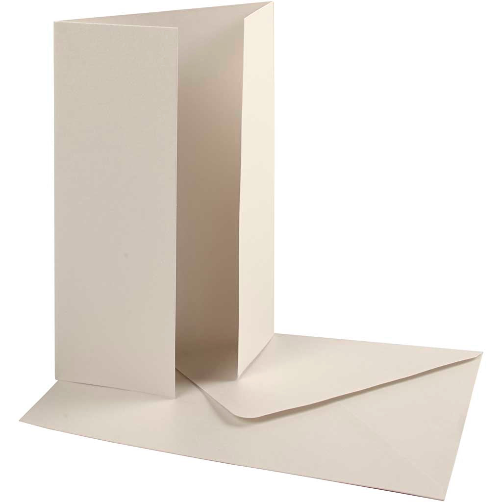 Creativ company parelmoer kaart envelop, afmeting kaart 10,5x15 cm, afmeting envelop 11,5x16,5 cm, 230+120 gr, off-white, 10 set 1 doos