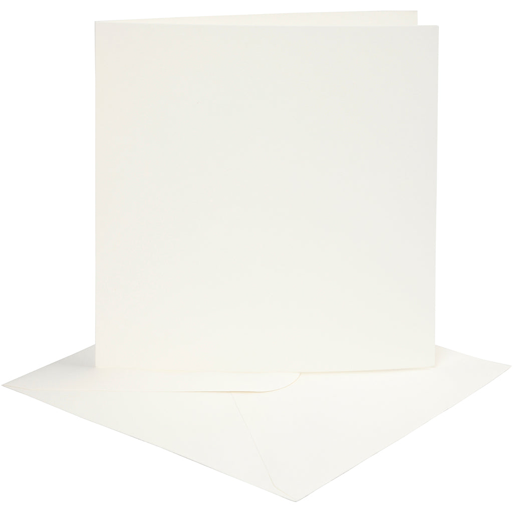 Creativ company kaarten en enveloppen, afmeting kaart 15,2x15,2 cm, afmeting envelop 16x16 cm, 220 gr, off-white, 4 set 1 doos
