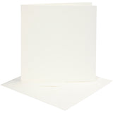 Creativ company kaarten en enveloppen, afmeting kaart 15,2x15,2 cm, afmeting envelop 16x16 cm, 220 gr, off-white, 4 set 1 doos