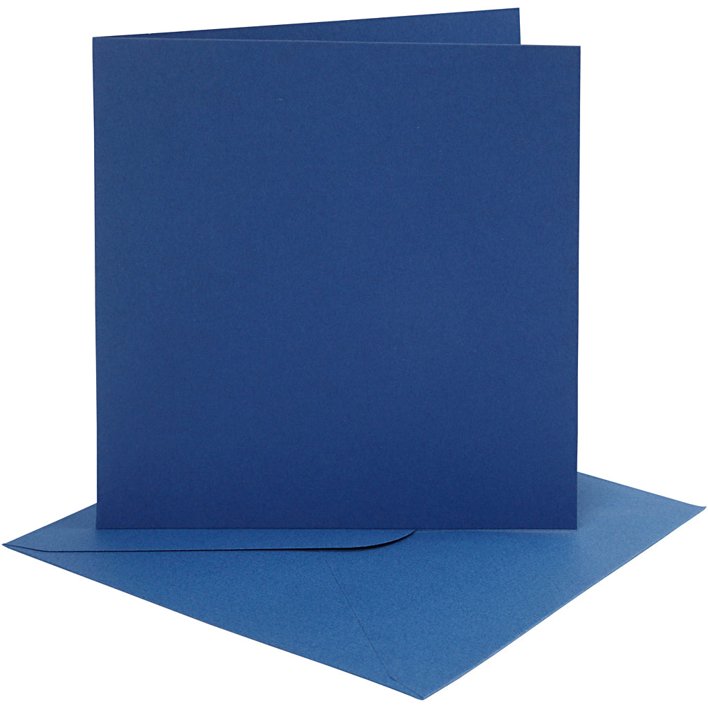 Creativ company kaarten en enveloppen, afmeting kaart 15,2x15,2 cm, afmeting envelop 16x16 cm, 220 gr, blauw, 4 set 1 doos
