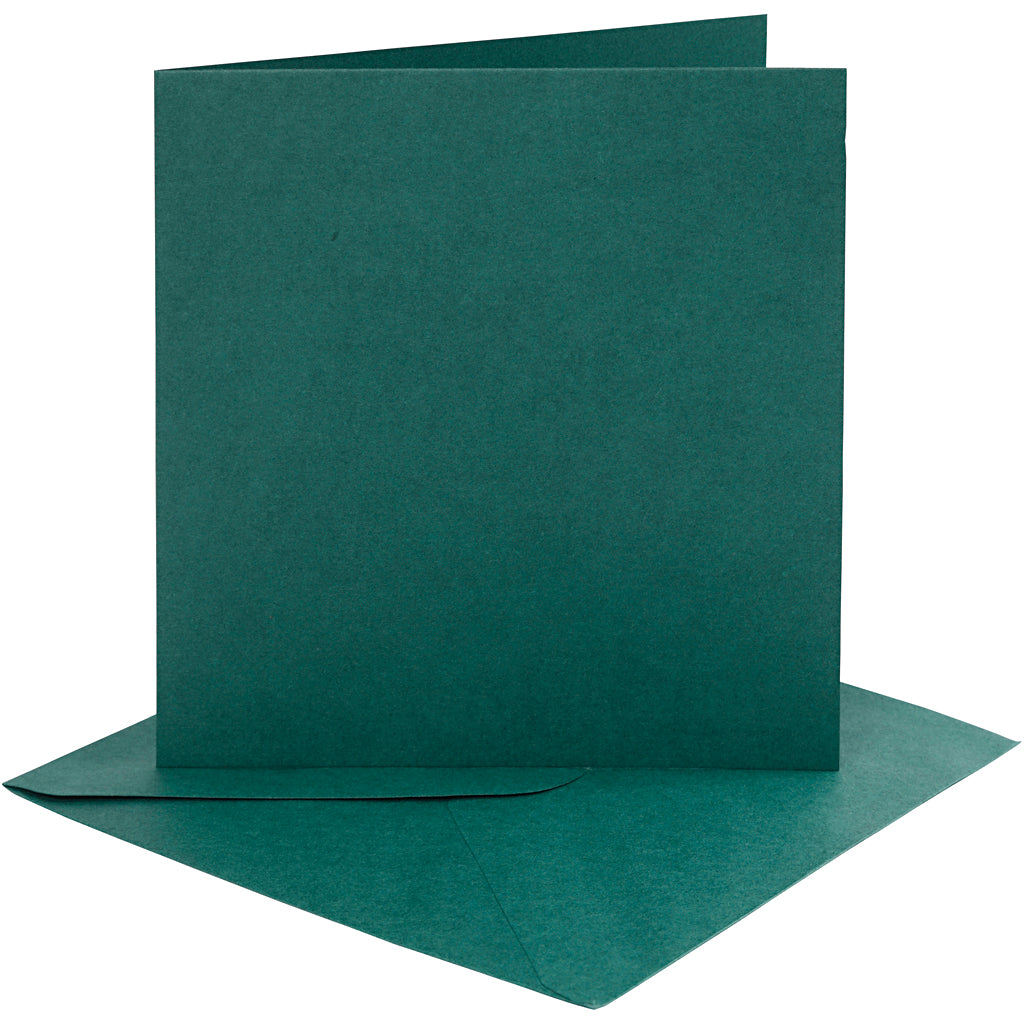 Creativ company kaarten en enveloppen, afmeting kaart 15,2x15,2 cm, afmeting envelop 16x16 cm, 230 gr, donkergroen, 4 set 1 doos