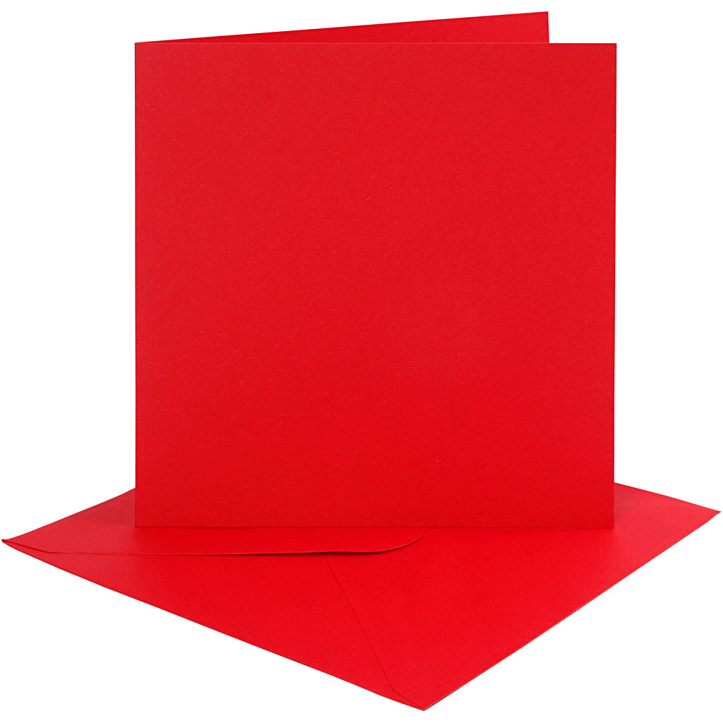 Creativ company kaarten en enveloppen, afmeting kaart 15,2x15,2 cm, afmeting envelop 16x16 cm, 230 gr, rood, 4 set 1 doos