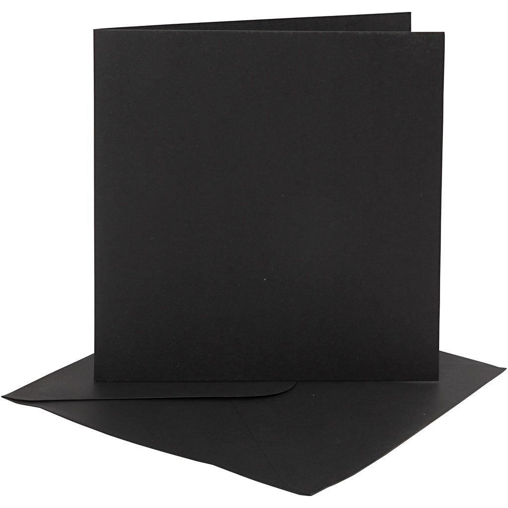 Creativ company kaarten en enveloppen, afmeting kaart 15,2x15,2 cm, afmeting envelop 16x16 cm, 230 gr, zwart, 4 set 1 doos