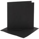 Creativ company kaarten en enveloppen, afmeting kaart 15,2x15,2 cm, afmeting envelop 16x16 cm, 230 gr, zwart, 4 set 1 doos