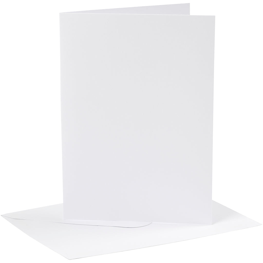 Creativ company kaarten en enveloppen, afmeting kaart 12,7x17,8 cm, afmeting envelop 13,3x18,5 cm, 230 gr, wit, 4 set 1 doos