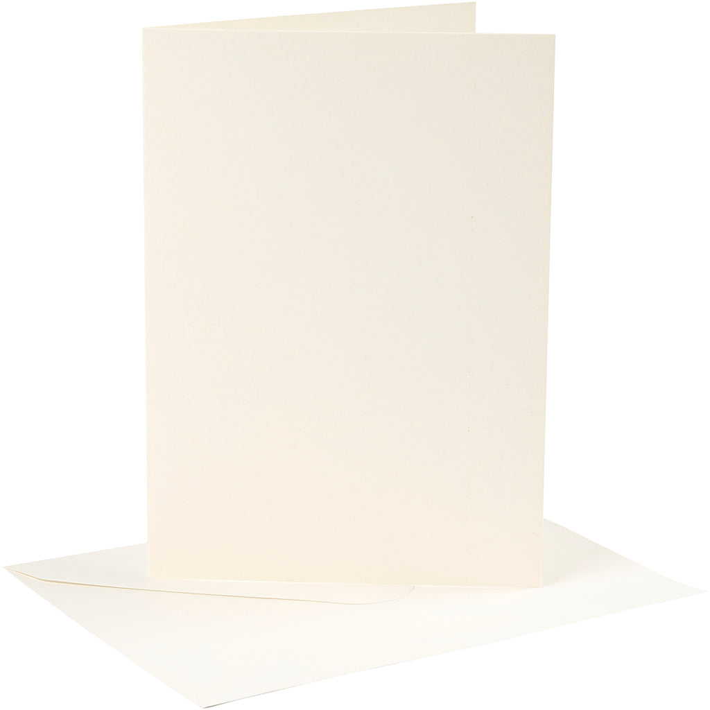 Creativ company kaarten en enveloppen, afmeting kaart 12,7x17,8 cm, afmeting envelop 13,3x18,5 cm, 220 gr, off-white, 4 set 1 doos