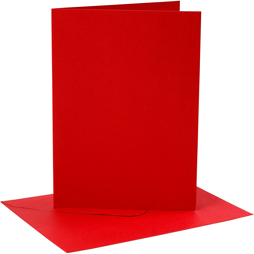 Creativ company kaarten en enveloppen, afmeting kaart 12,7x17,8 cm, afmeting envelop 13,3x18,5 cm, 230 gr, rood, 4 set 1 doos