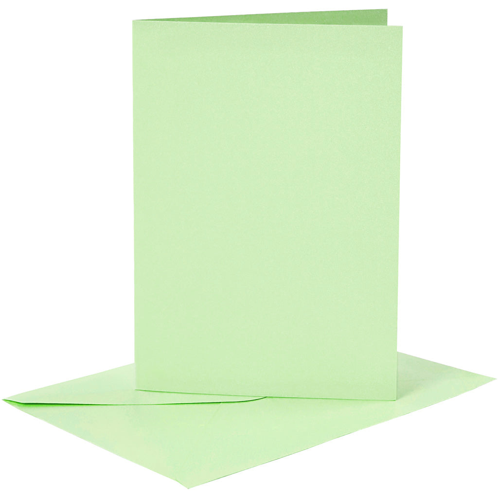 Creativ company kaarten en enveloppen, afmeting kaart 10,5x15 cm, afmeting envelop 11,5x16,5 cm, 120+210 gr, lichtgroen, 6 set 1 doos