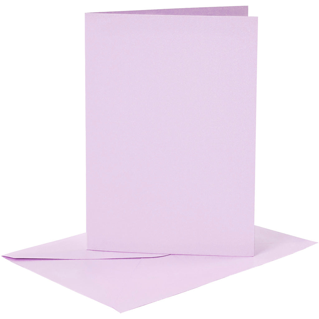 Creativ company kaarten en enveloppen, afmeting kaart 10,5x15 cm, afmeting envelop 11,5x16,5 cm, 120+210 gr, lichtpaars, 6 set 1 doos