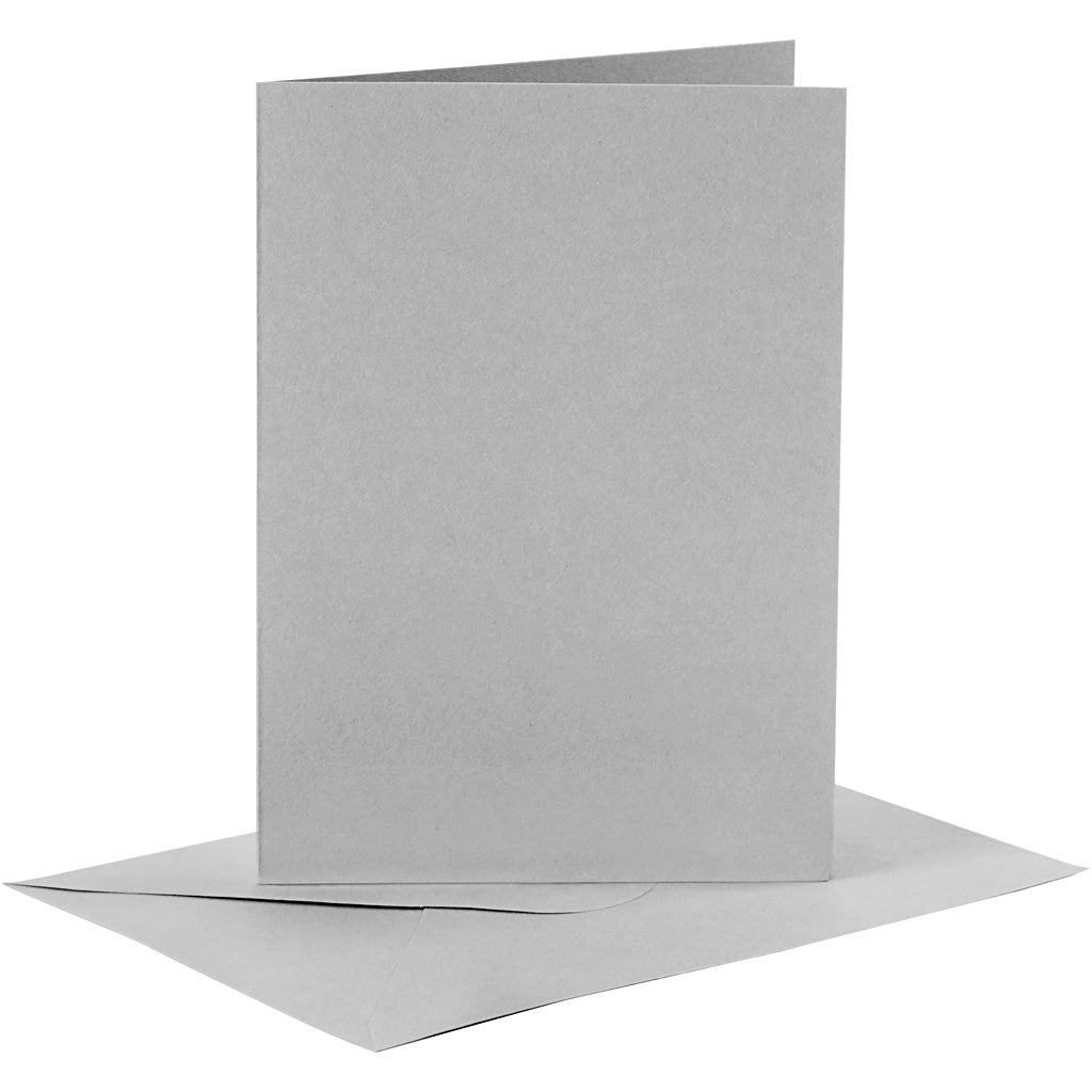 Creativ company kaarten en enveloppen, afmeting kaart 10,5x15 cm, afmeting envelop 11,5x16,5 cm, 120+210 gr, grijs, 6 set 1 doos