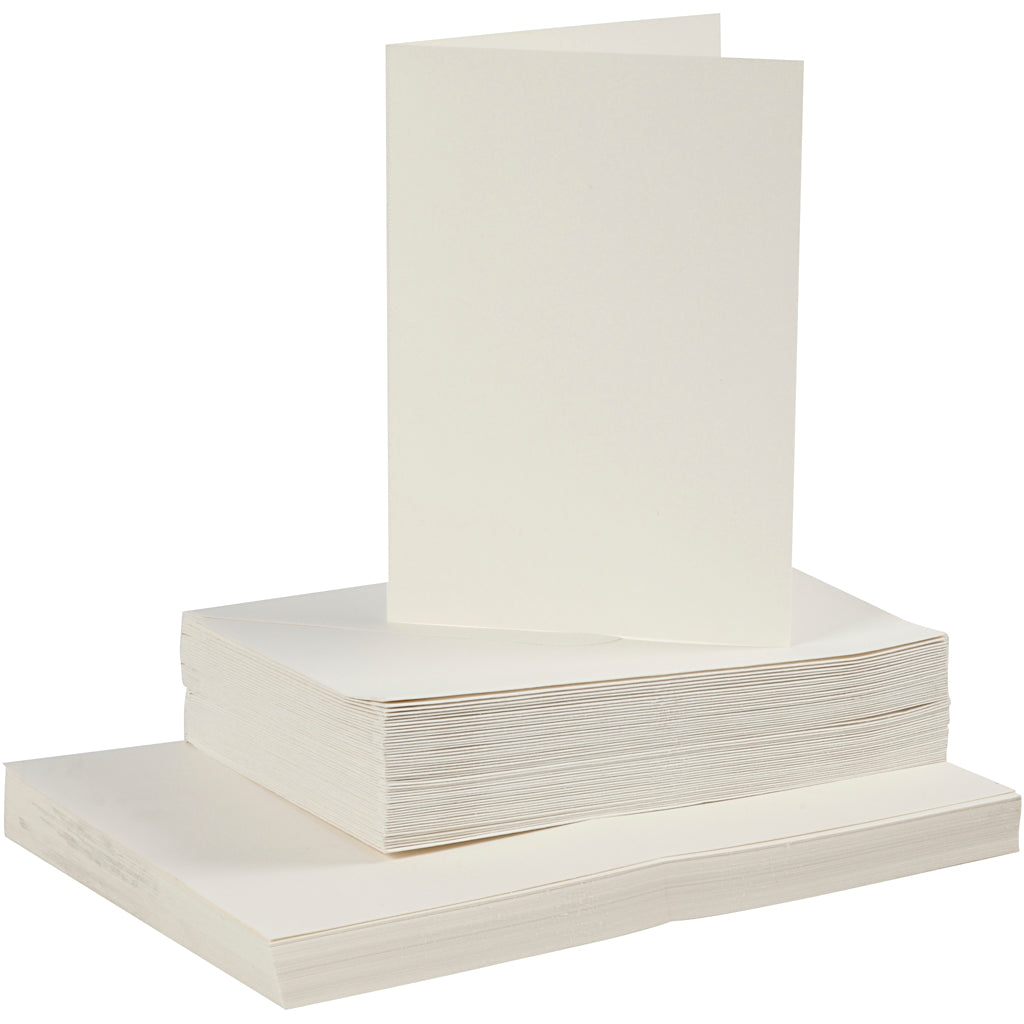 Creativ company kaarten en enveloppen, afmeting kaart 10,5x15 cm, afmeting envelop 11,5x16,5 cm, 110+220 gr, off-white, 50 set 1 doos