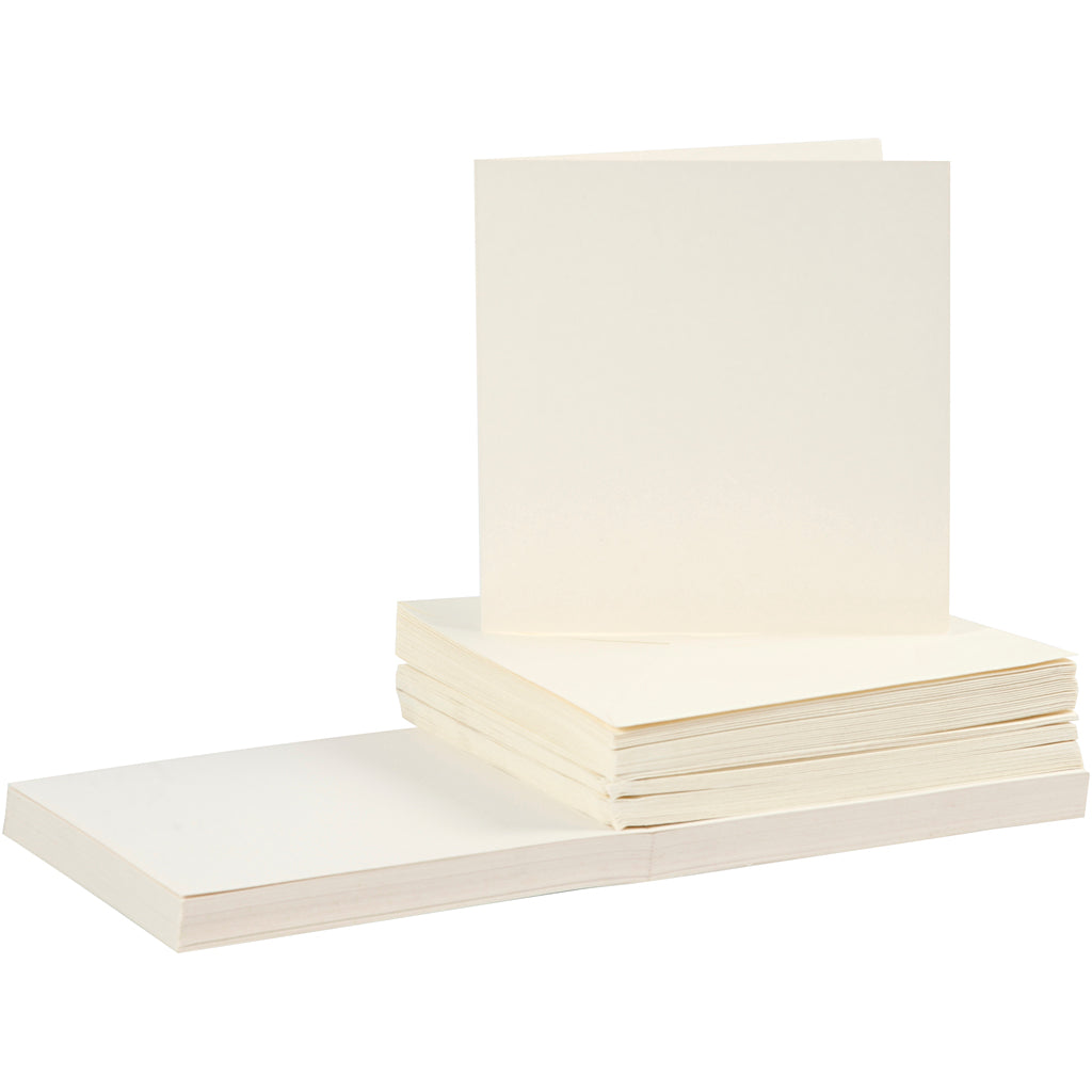 Creativ company kaarten en enveloppen, afmeting kaart 15x15 cm, afmeting envelop 16x16 cm, 110+220 gr, off-white, 50 set 1 doos