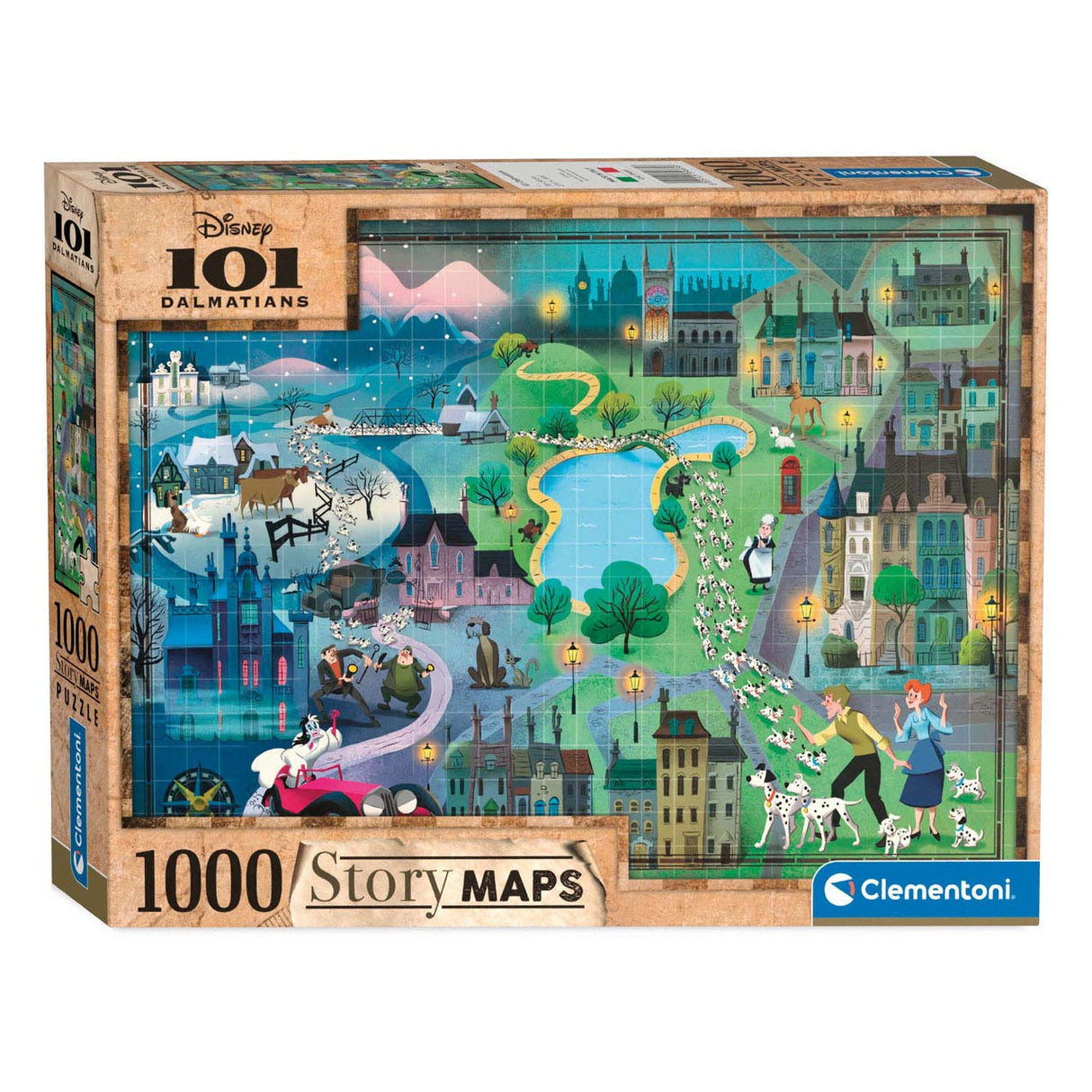 Clementoni wereldkaart puzzel 101 dalmatiers, 1000st.