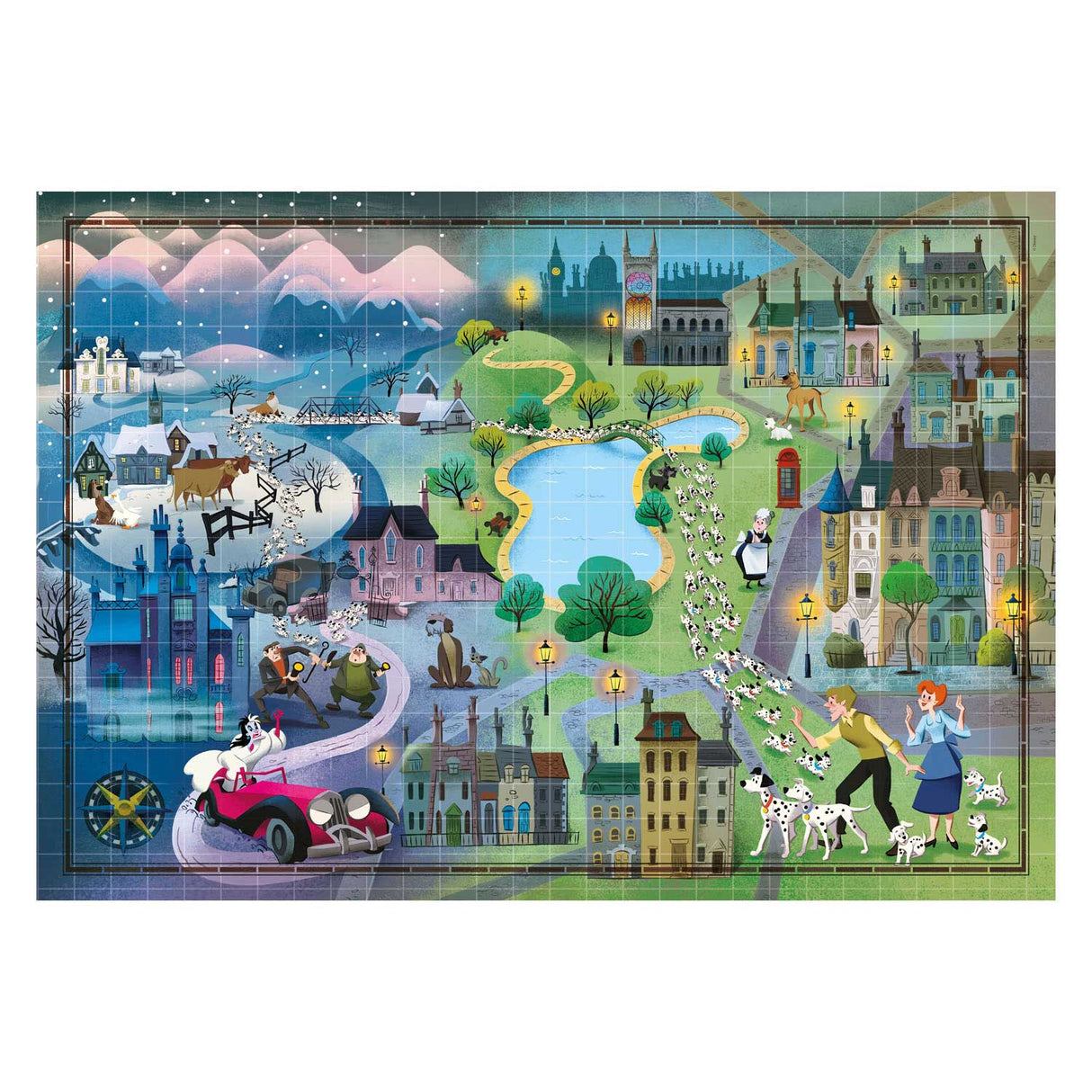 Clementoni wereldkaart puzzel 101 dalmatiers, 1000st.