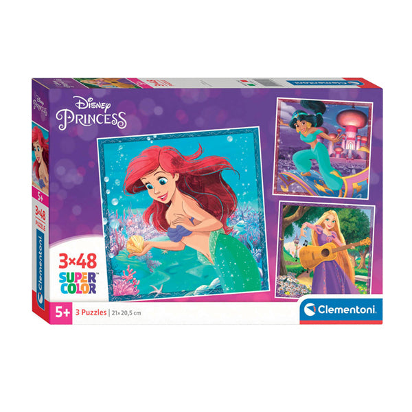 Disney clementoni legpuzzel super color vierkant prinses, 3x48st.