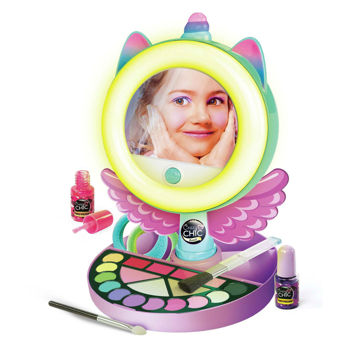 Clementoni crazy chic - eenhoorn spiegel met led ring licht