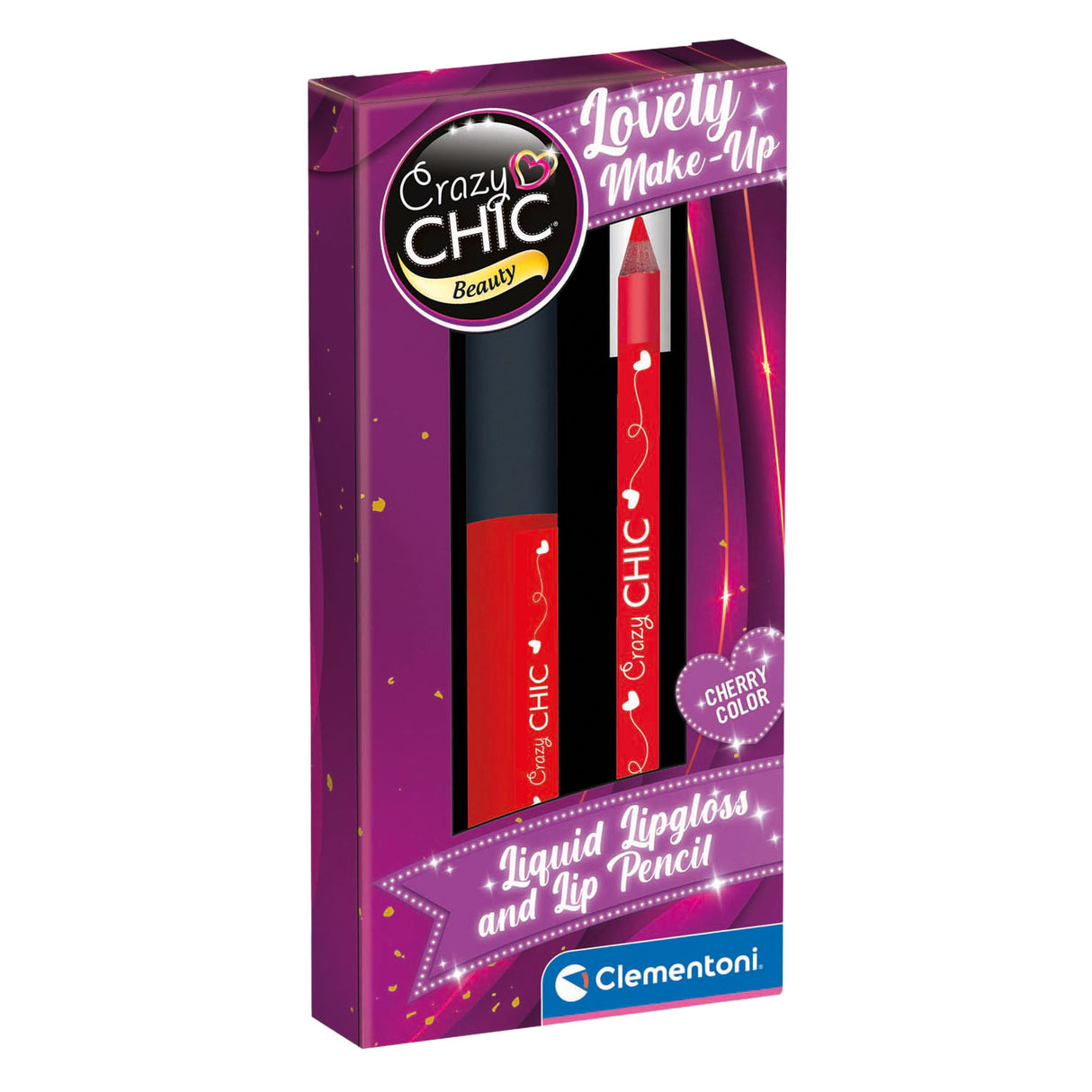 Clementoni crazy chic lipgloss en lipliner kersen rood