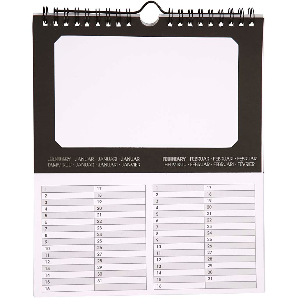 Creativ company internationale verjaardagskalender, afm 19x23 cm, gatgrootte 15,3x9,2 cm, 180 gr, 5 stuk 1 doos