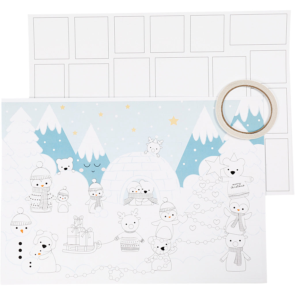 Creativ company kerst kalender, afm 30x42 cm, wit, 3 stuk 1 doos