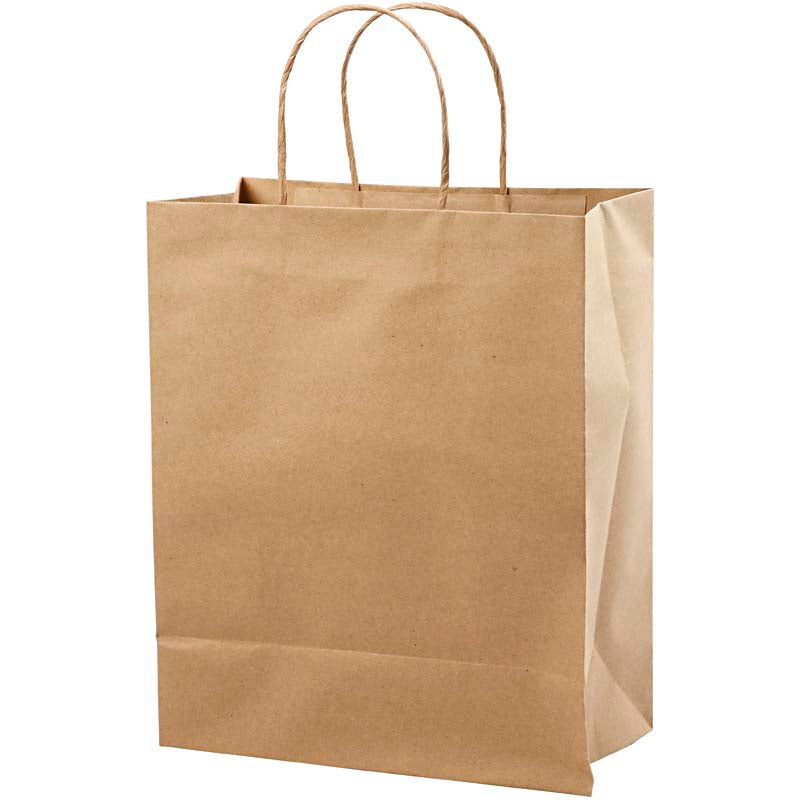 Creativ company papieren zakken, h: 33 cm, b: 26x13 cm, 125 gr, bruin, 10 stuk 1 doos