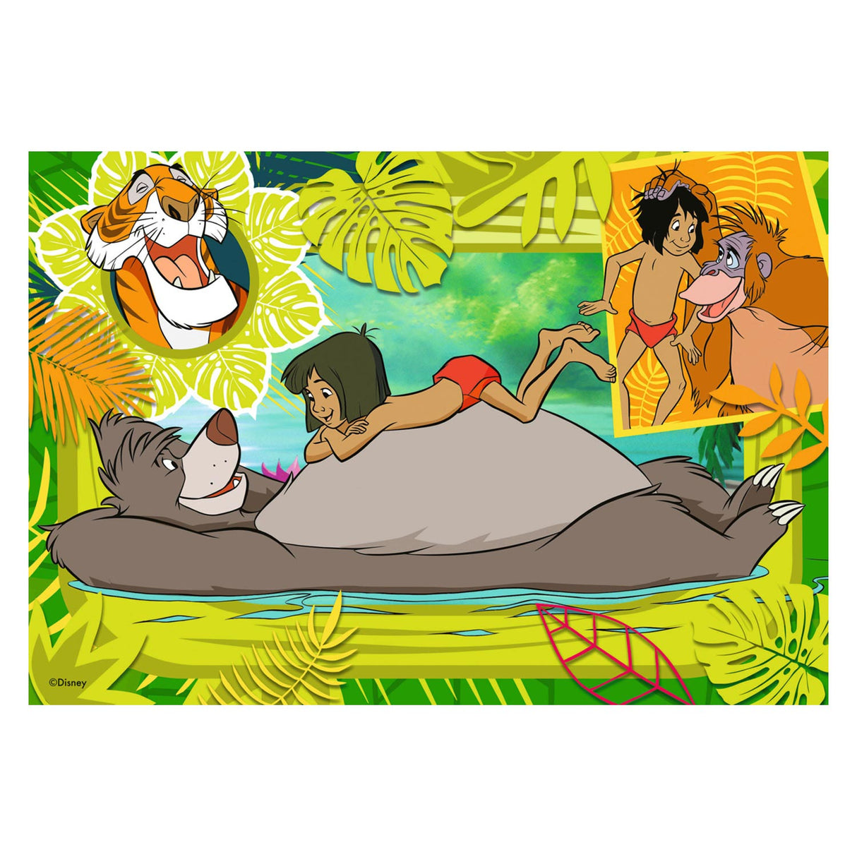 Ravensburger disney classics: dombo en jungleboek legpuzzel, 2x12st.