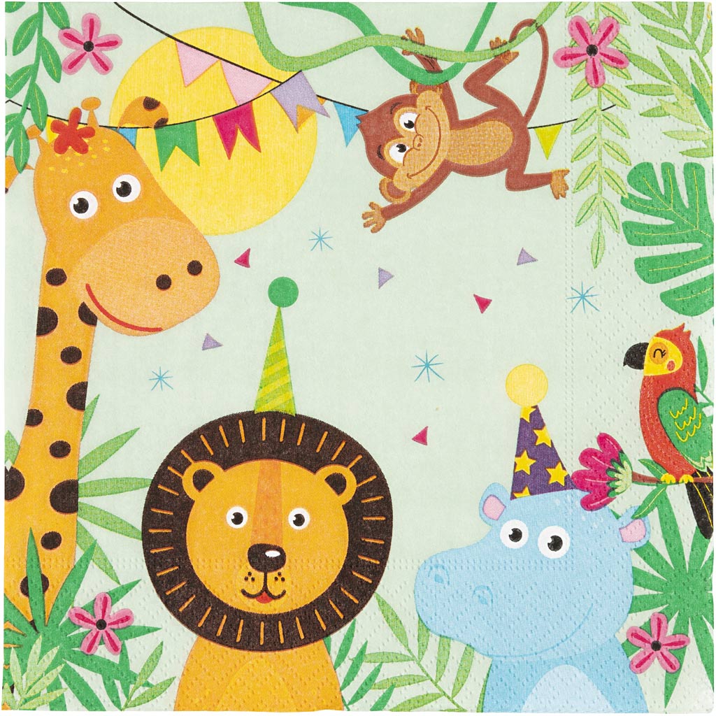 Creativ company servetten, feest beesten, afm 33x33 cm, 20 stuk 1 doos