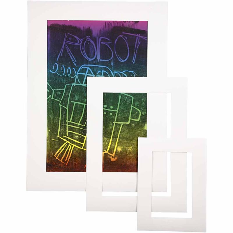 Creativ company passepartoutlijsten, a3,a4,a5, afm 17x23 + 25x34 + 35+48 cm, dikte 0,4 mm, 270 gr, wit, 75 stuk 1 doos