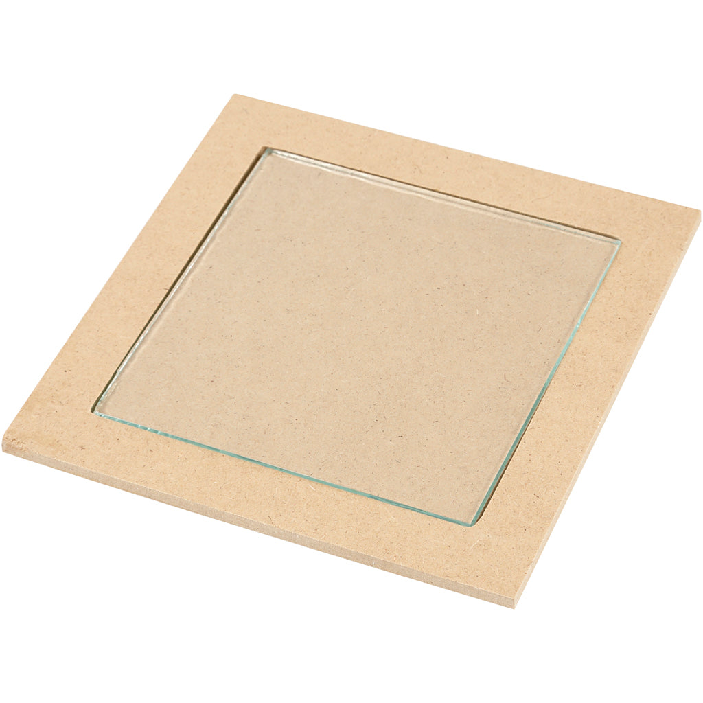 Creativ company onderzetter met glazen plaat, afm 15x15x0,5 cm, 6 stuk 1 doos