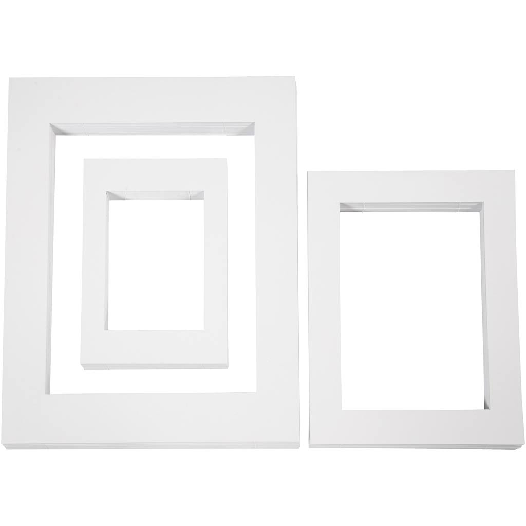 Creativ company passepartoutlijsten, a3,a4,a5, afm 19,7x27,9+28,3x36,6+39,5x49,6 cm, 500 gr, wit, 3x100 stuk 1 doos